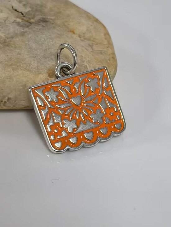 James Avery Jewelry - James Avery Enamel Papel Picado Charm (Orange), S925 Silver Jewelry (Women's)
